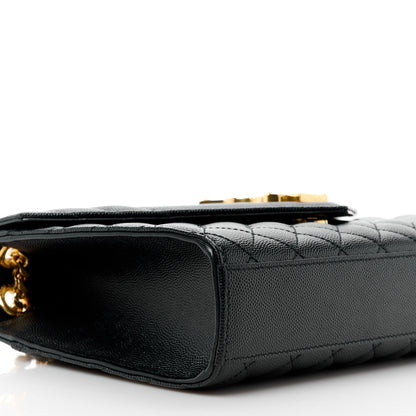 Saint Laurent Grain De Poudre Textured Mixed Matelasse Triquilt Medium Monogram Satchel Black 10 of 11