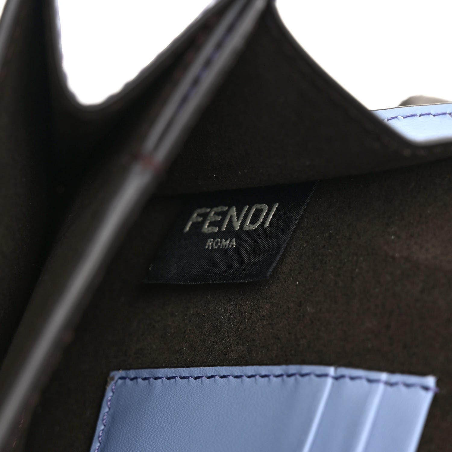 Fendi Vitello King Mini Flat Baguette Azzurro Sky 6 of 9
