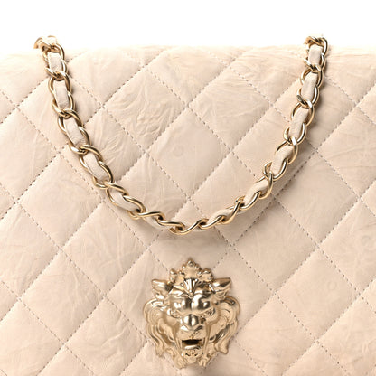 Chanel Lambskin Quilted Medium Leo Lion Flap Clutch Beige 8 of 10