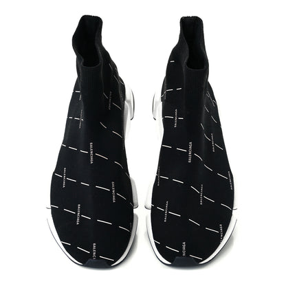 Balenciaga Technical 3D Recycled Knit Allover Logo Licence Print Mens Speed 2.0 Sneakers 45 Black White 4 of 10
