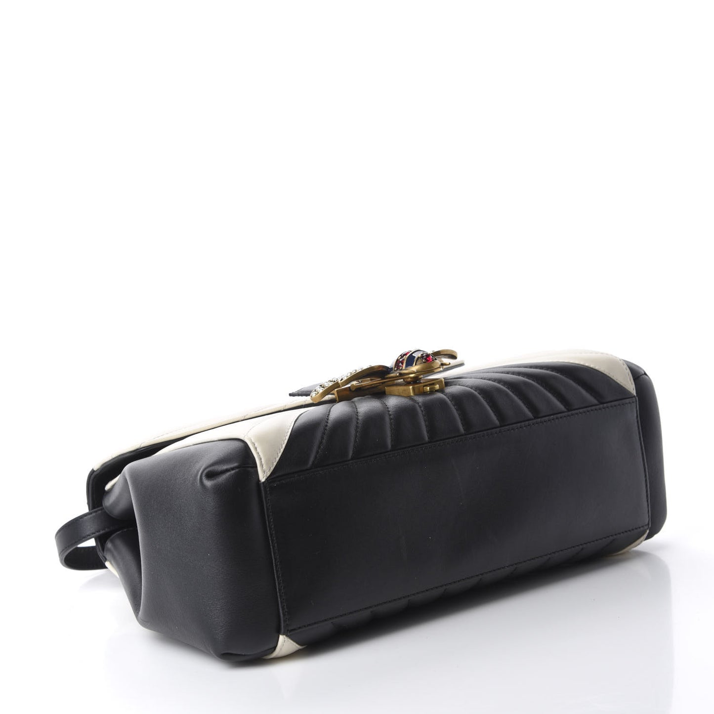 Calfskin Bamboo Trapuntata Queen Margaret Top Handle Bag Mystic White Black