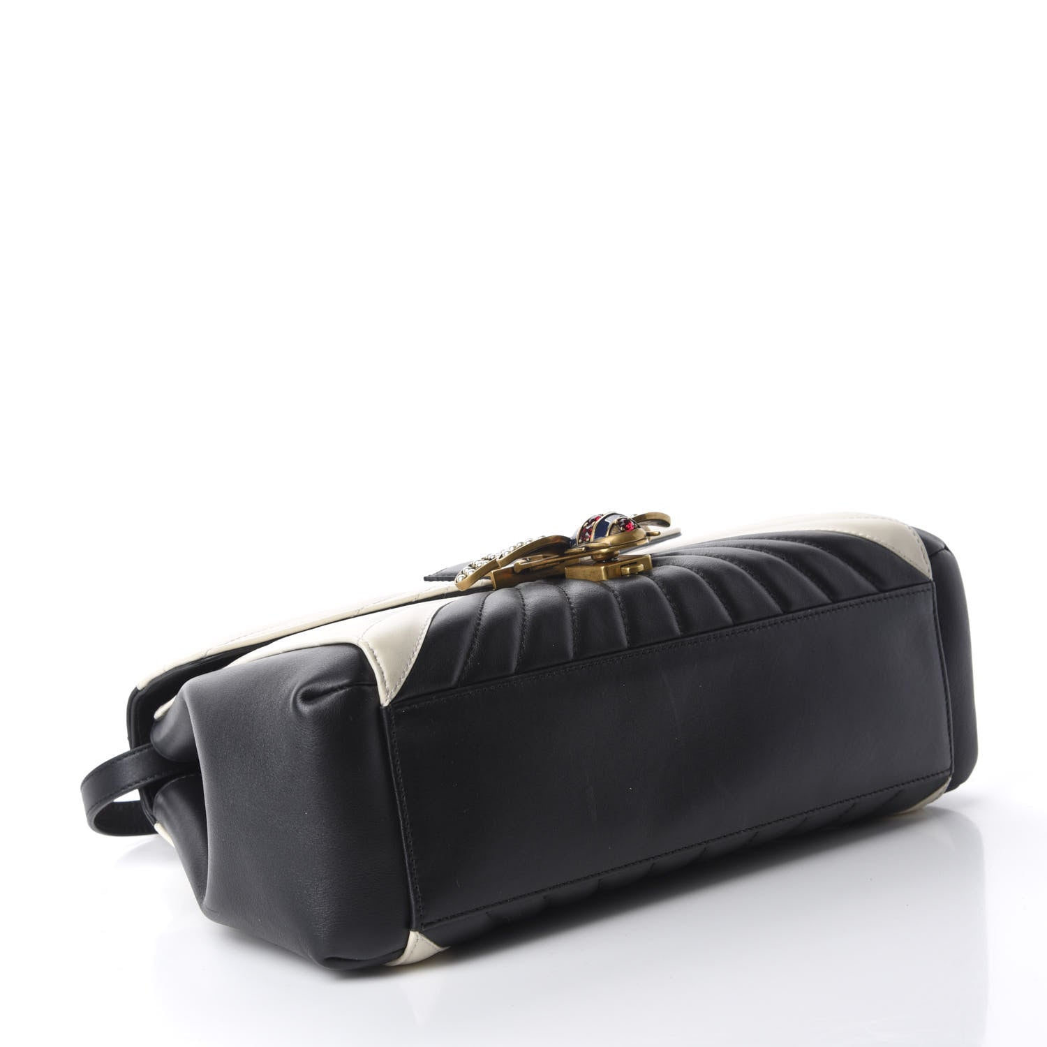 Gucci Calfskin Bamboo Trapuntata Queen Margaret Top Handle Bag Mystic White Black 5 of 11