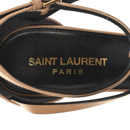 Saint Laurent Calfskin Cassandra 100 Sandals 37.5 Gold Brown 9 of 9