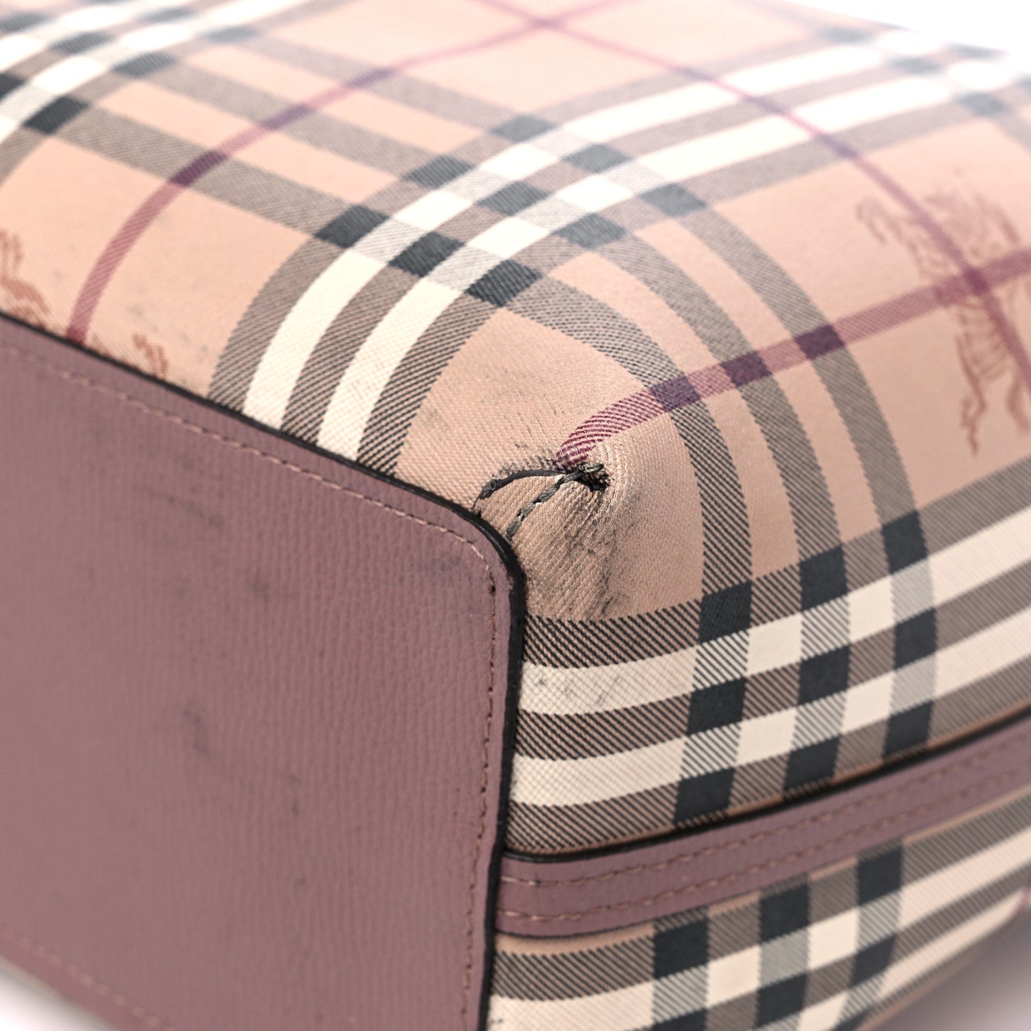 Burberry Grainy Calfskin Haymarket Check Medium Reversible Tote Dusty Pink 7 of 20