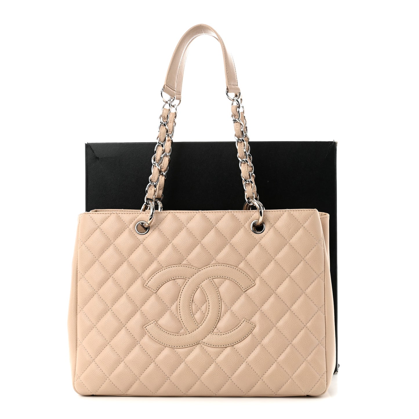 Caviar Quilted Grand Shopping Tote GST Beige Clair