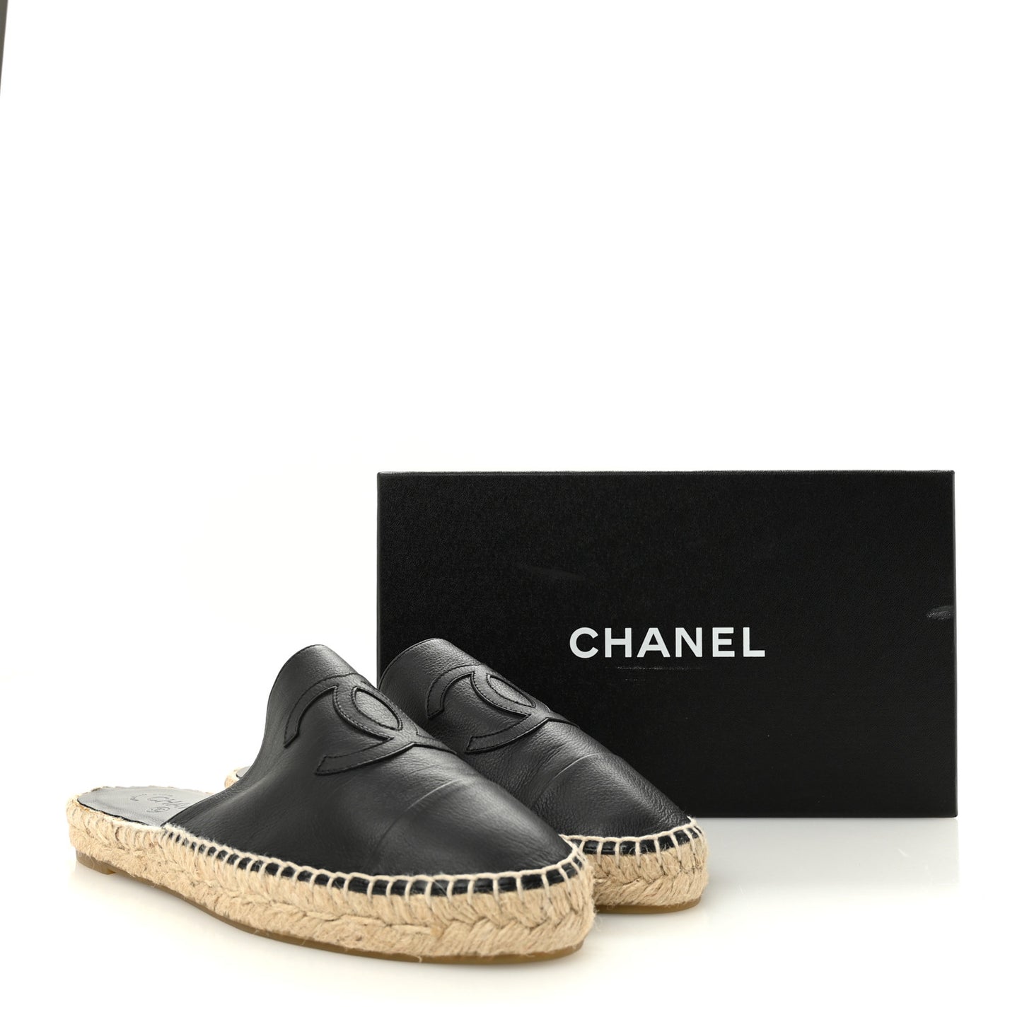 Calfskin CC Espadrille Mules 41 Black
