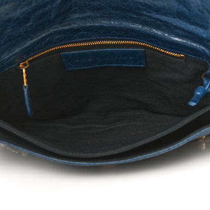 Balenciaga Agneau Giant 12 Gold Hardware Envelope Clutch Bleu Mineral 4 of 14