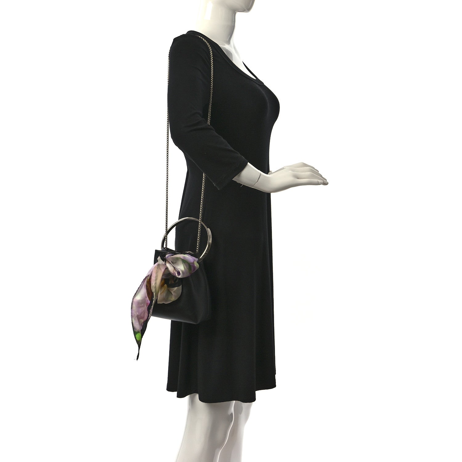 Jimmy Choo Calfskin Scarf Bon Bon Bag Bucket Bag Black 2 of 10