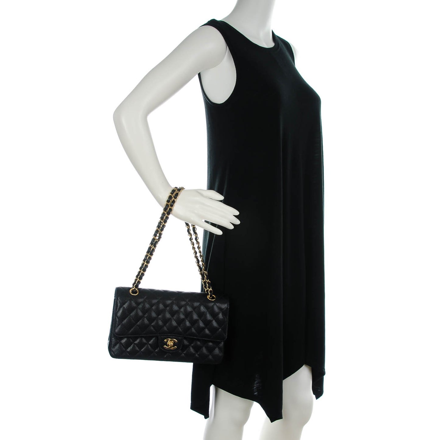 Caviar Quilted Medium Double Flap Black