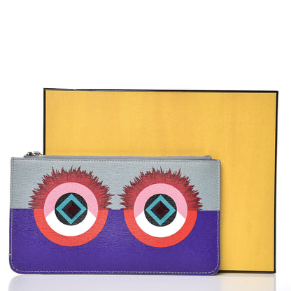 Fendi Vitello Elite Studded Hypnoteyes Zip Pouch Polvere Multicolor 9 of 9