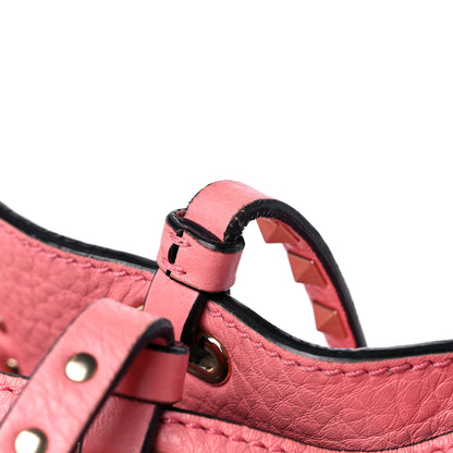 Valentino Garavani Pebbled Calfskin Medium Rockstud Tote Paradise Rose 12 of 13