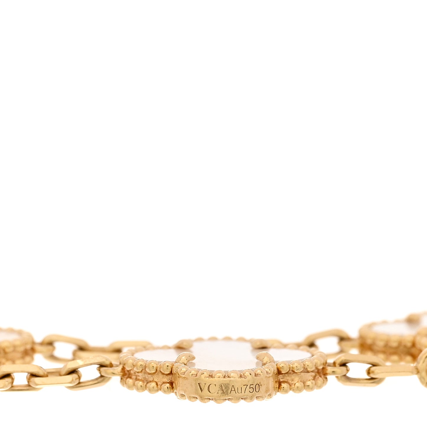 18K Yellow Gold Mother of Pearl 5 Motifs Vintage Alhambra Bracelet