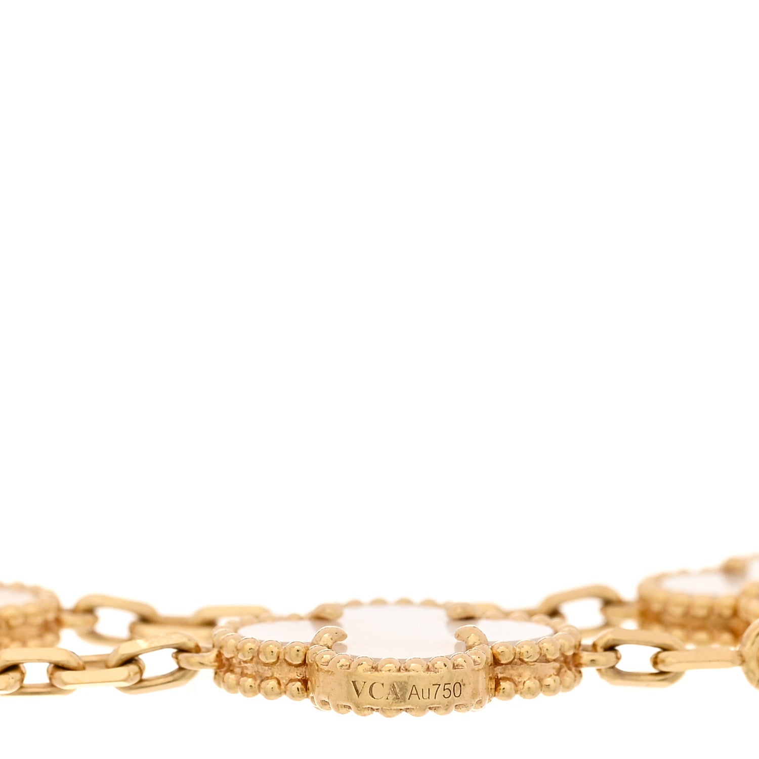 Van Cleef & Arpels 18K Yellow Gold Mother of Pearl 5 Motifs Vintage Alhambra Bracelet 3 of 5