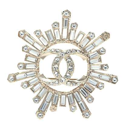 Chanel Crystal Baguette CC Brooch Light Gold 1 of 6