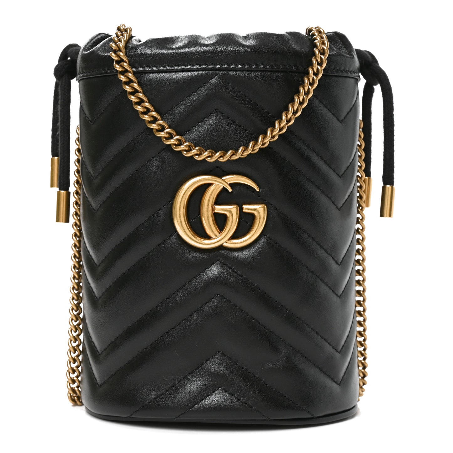 Calfskin Matelasse Mini GG Marmont 2.0 Bucket Bag Black