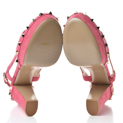 Valentino Garavani Suede Rockstud Slingback 75/105mm Platform Sandals 39.5 Shadow Pink 5 of 12