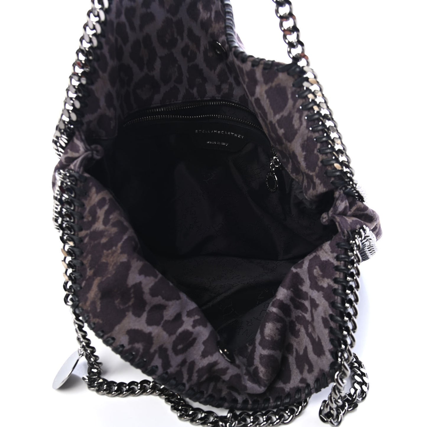 Shaggy Deer Leopard Print Small Falabella Tote Grey