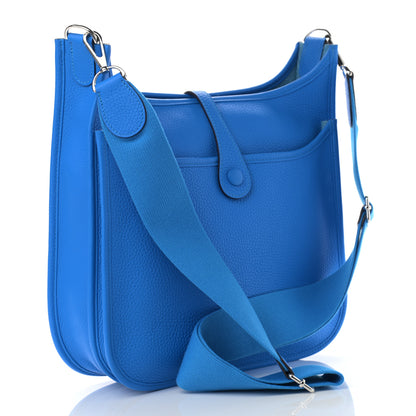 Hermes Taurillon Clemence Evelyne III PM Bleu Hydra 2 of 10