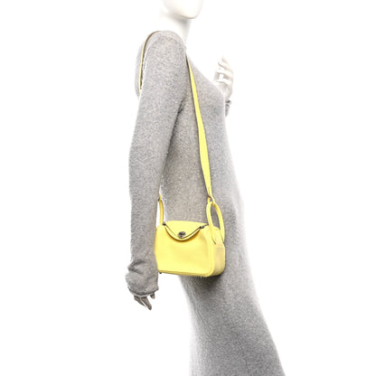 Hermes Taurillon Clemence Mini Lindy 20 Limoncello 2 of 11