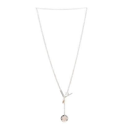Hermes Sterling Silver 18K Rose Gold PM Ex-Libris Pendant Necklace 3 of 5