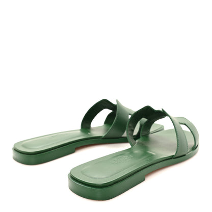 Hermes Calfskin Oran Sandals 36 Vert Viride 5 of 9