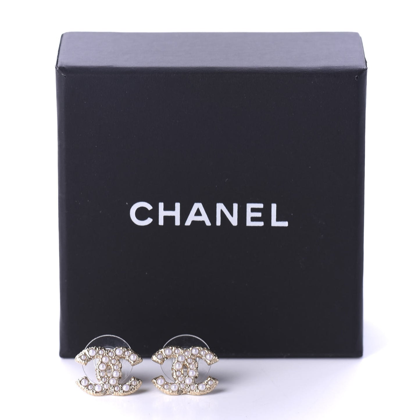 Metal Graduated Pearl Crystal CC Earrings Light Gold