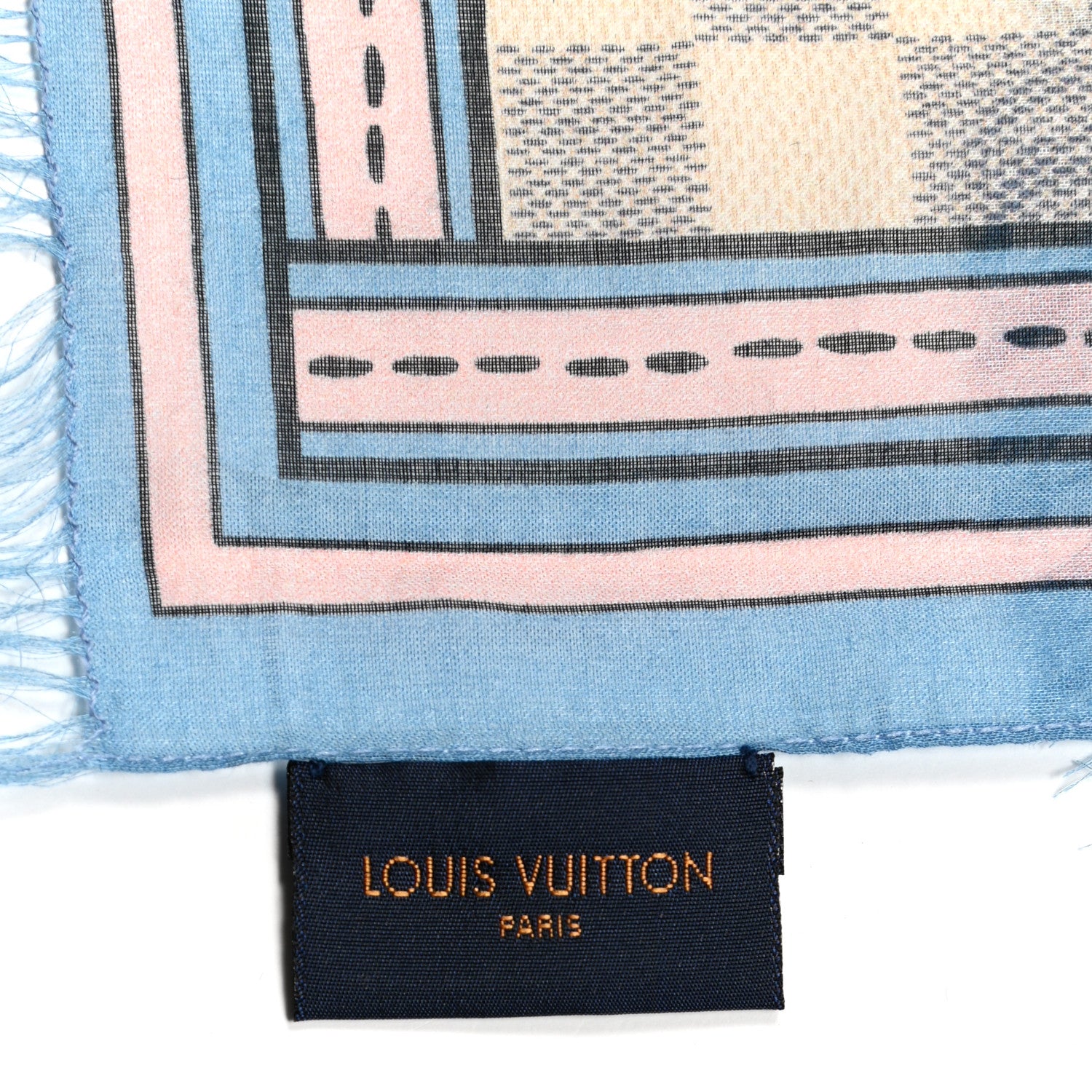 Louis Vuitton Cotton Damier Azur Straps Stole 5 of 6