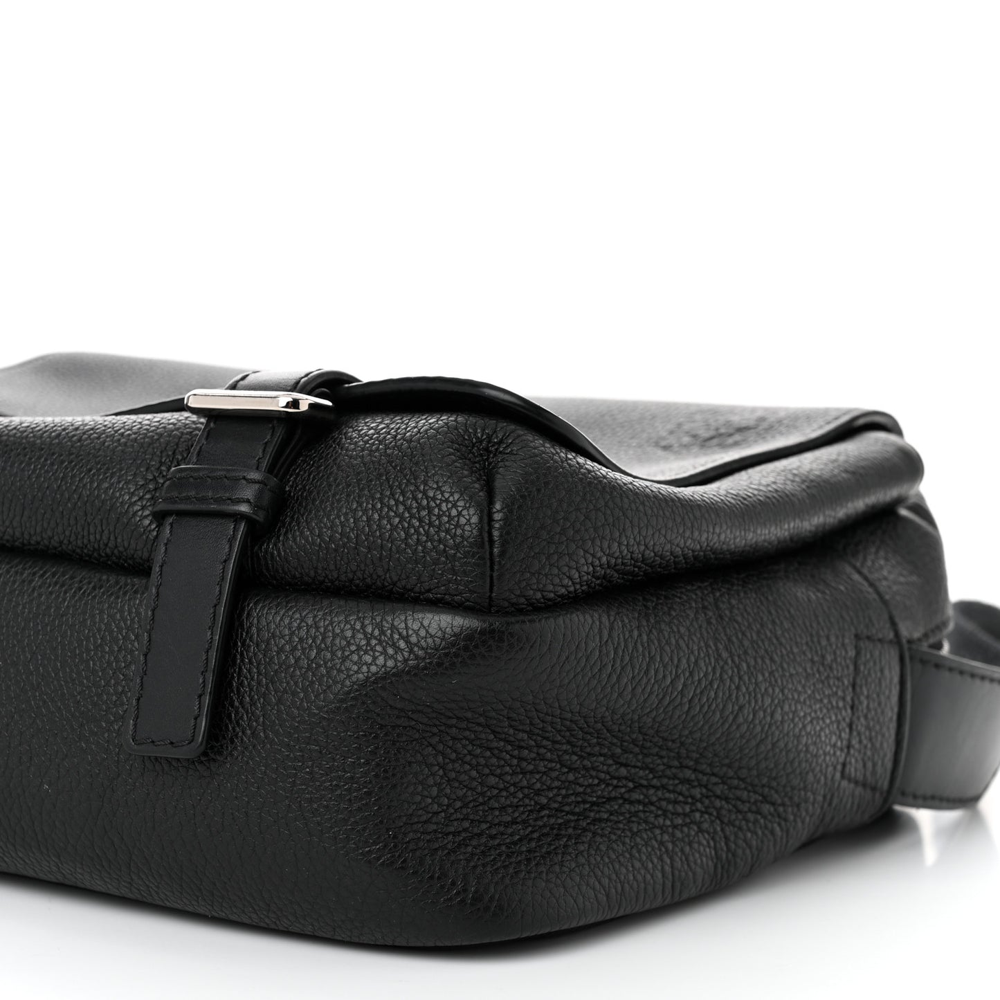 Soft Grained Calfskin Military Messenger Bag Black