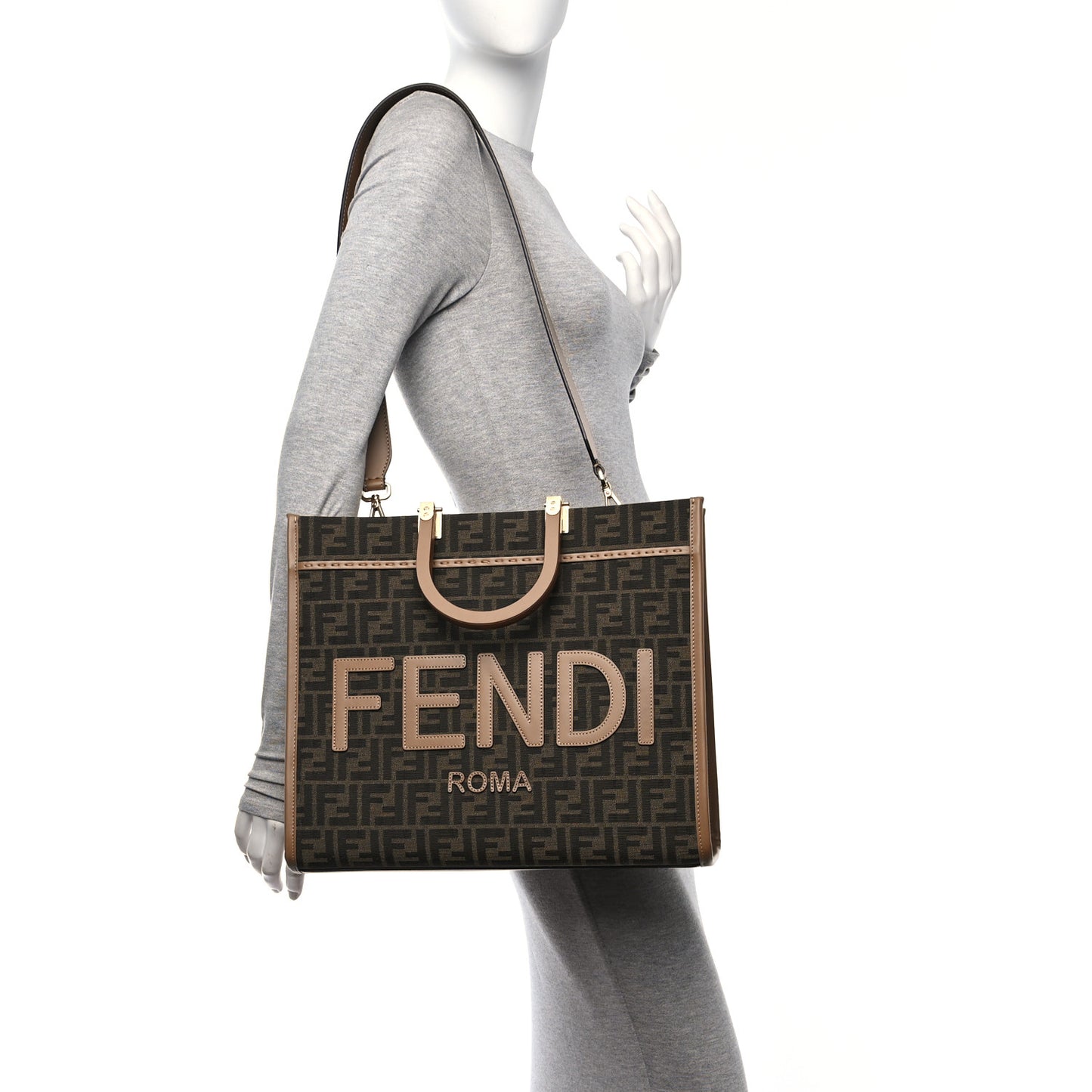 Vitello King Jacquard FF Medium Fendi Sunshine Shopper Tote Cuoiota