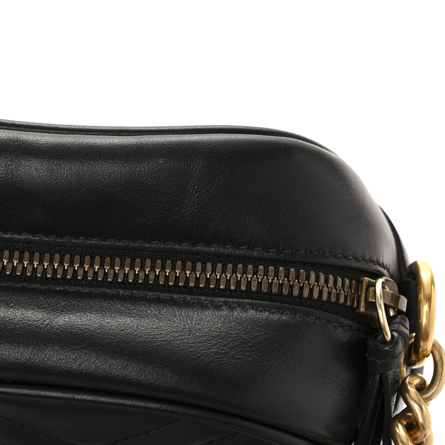 Gucci Calfskin Matelasse Small GG Marmont Chain Shoulder Bag Black 12 of 13