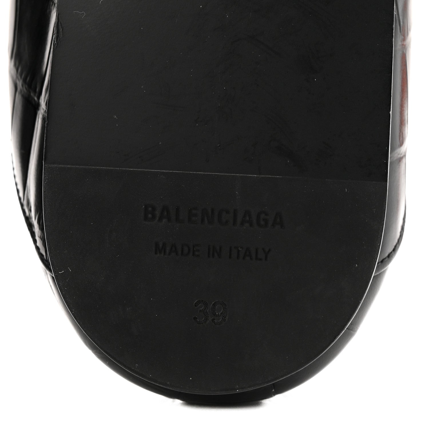 Balenciaga Calfskin Crocodile Embossed Cozy BB Loafer 39 Black 7 of 9