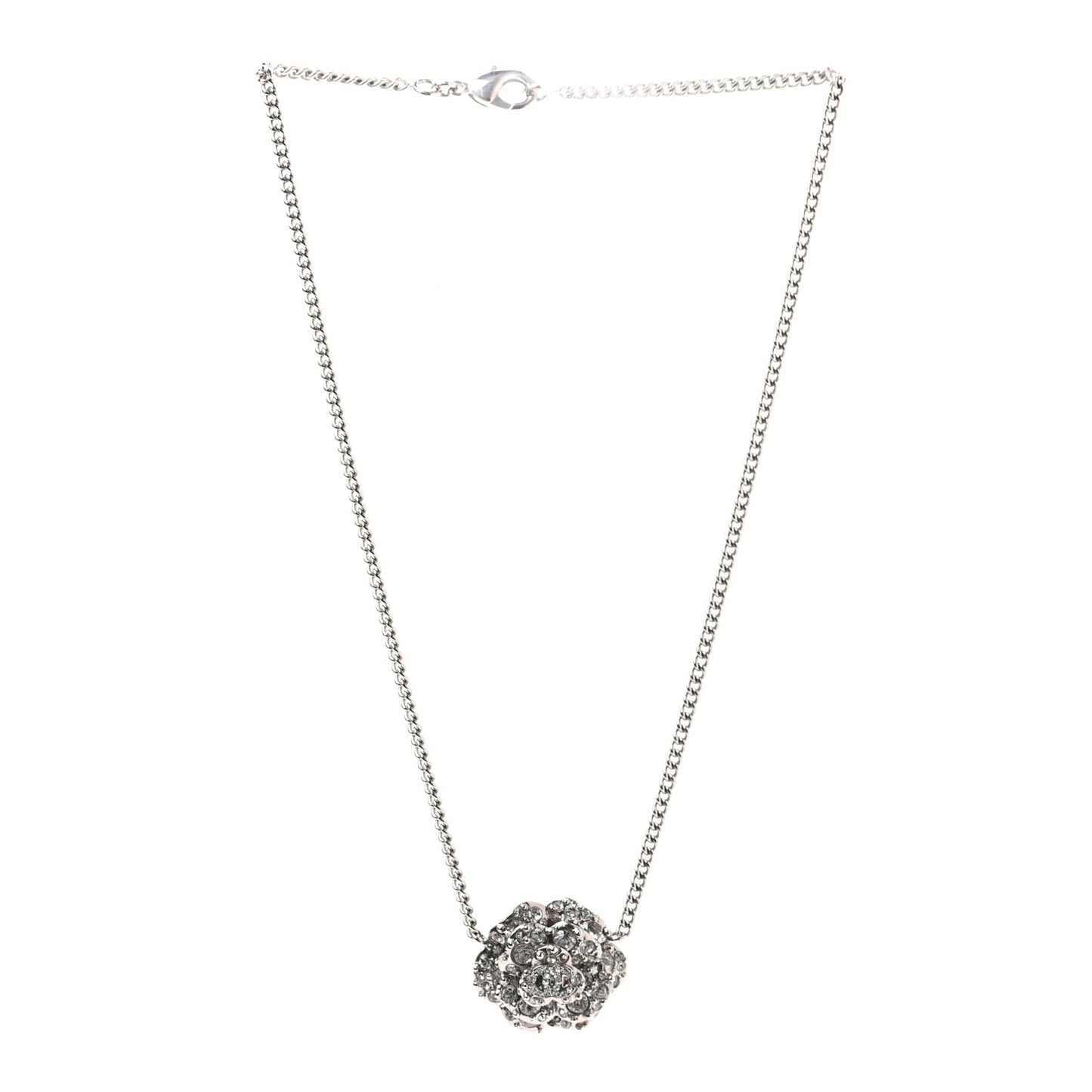 Strass CC Camellia Necklace Silver