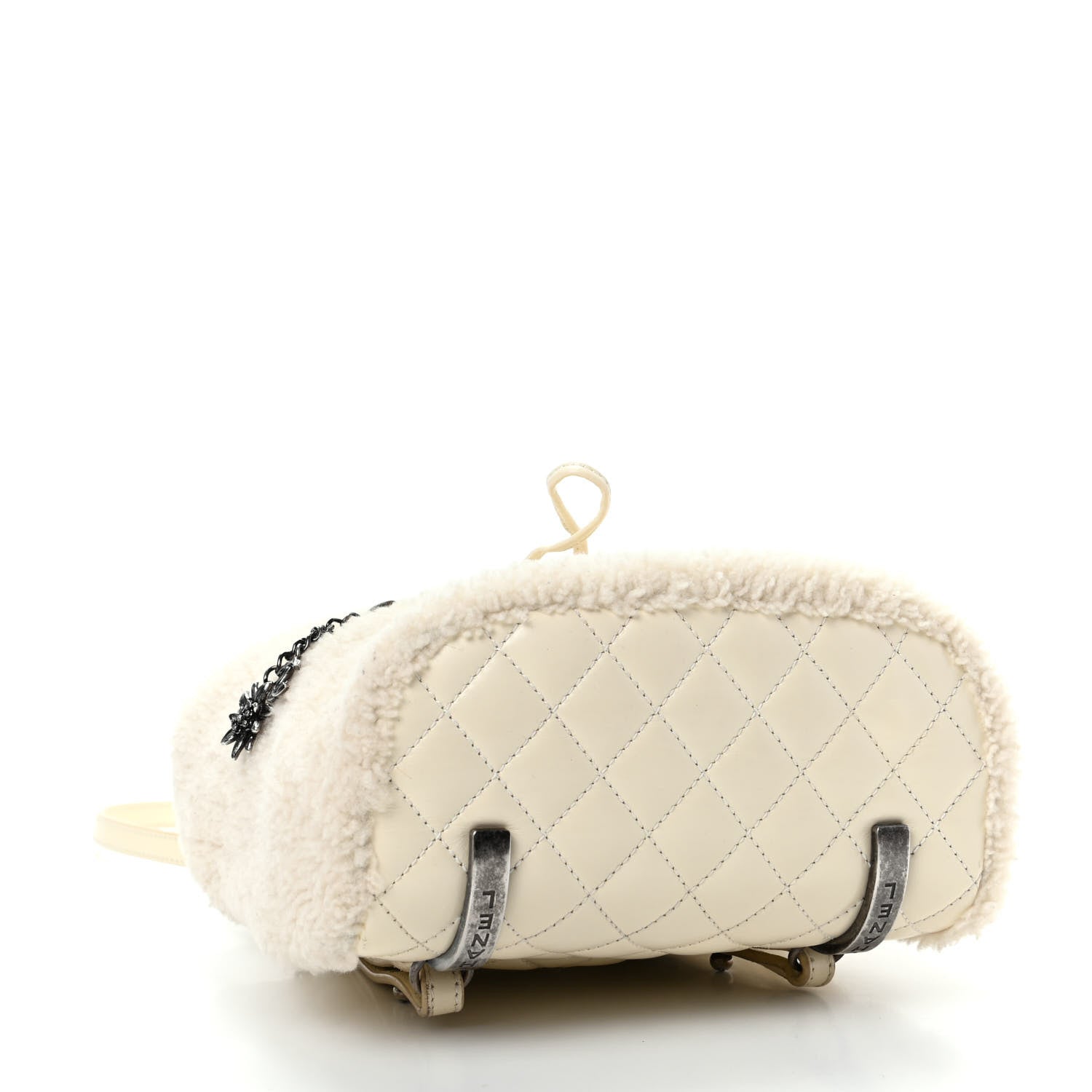 Chanel Glazed Calfskin Shearling Quilted Small Mountain Backpack Ivory 4 of 9