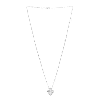 Van Cleef & Arpels 18K White Gold Guilloche Vintage Alhambra Pendant Necklace 3 of 6