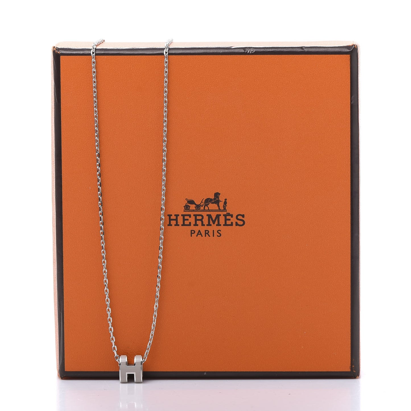 Palladium Mini Pop H Pendant Necklace Marron Glace