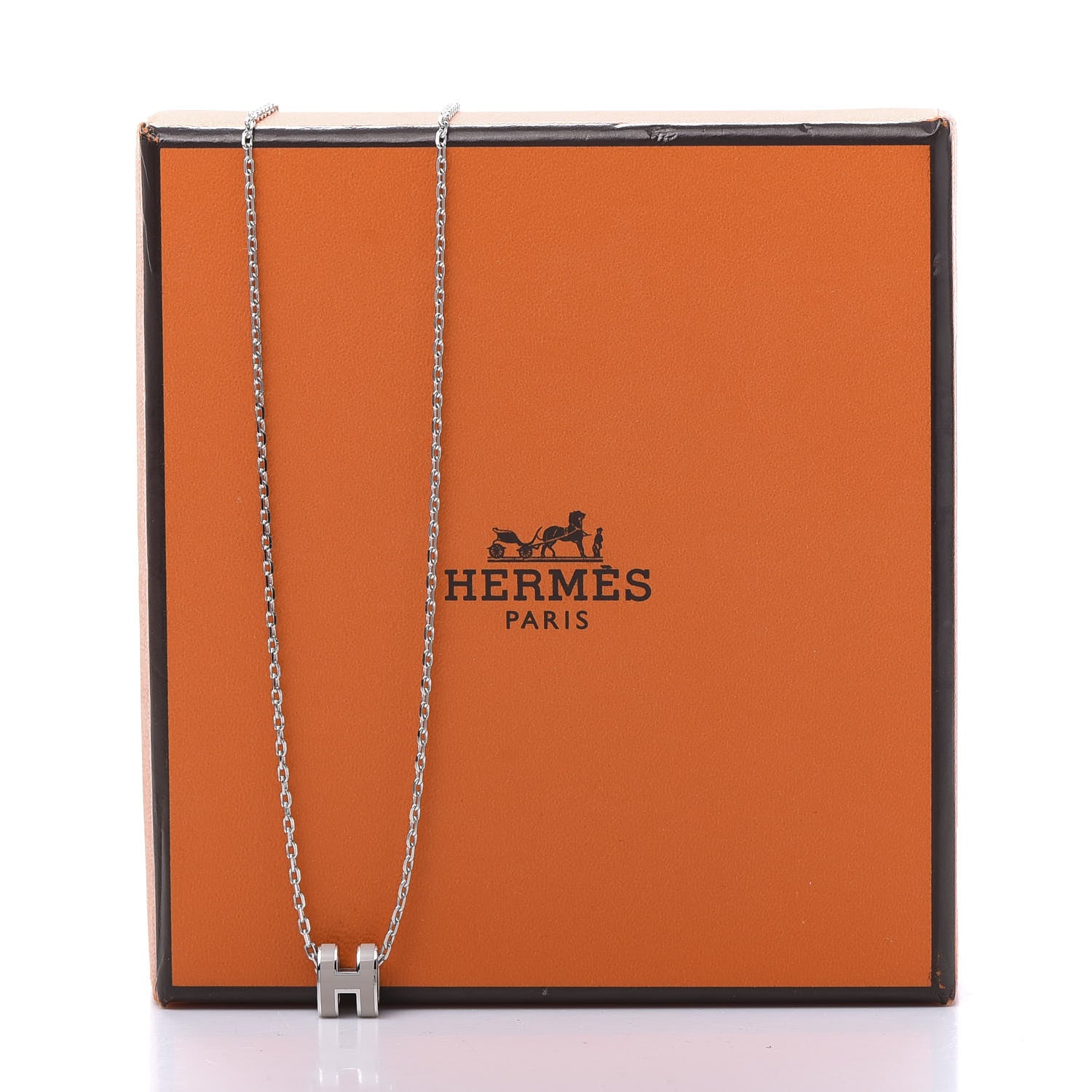 Hermes Palladium Mini Pop H Pendant Necklace Marron Glace 7 of 7