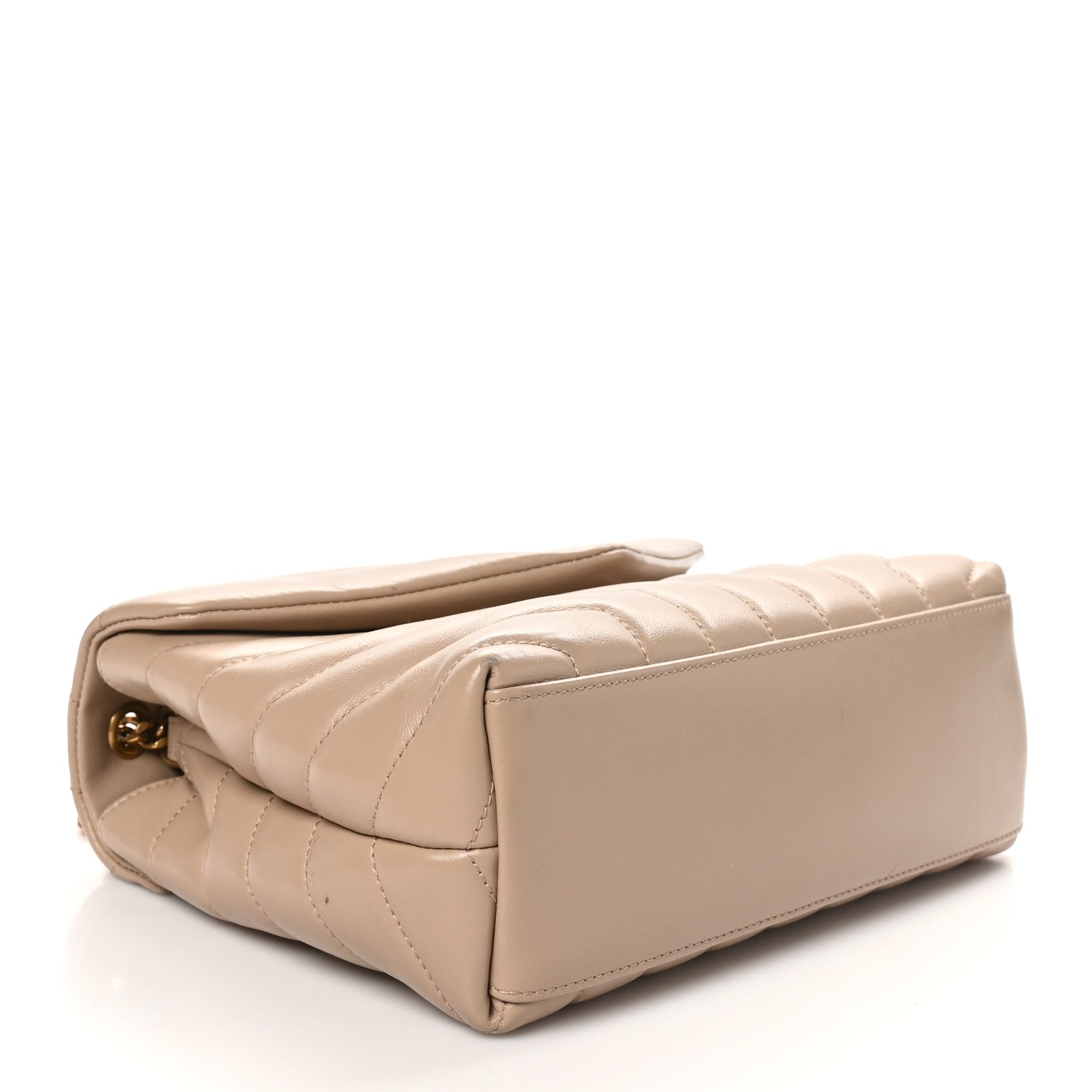 Saint Laurent Calfskin Y Quilted Monogram Small Loulou Chain Satchel Dark Beige 4 of 12