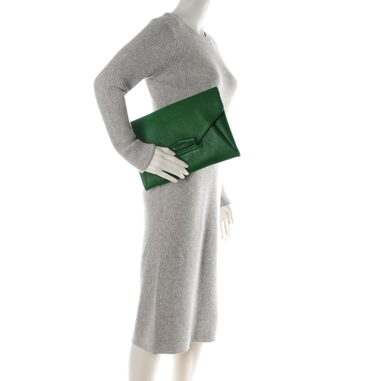 Givenchy Sugar Goatskin Medium Antigona Envelope Clutch Emerald 2 of 7