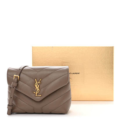 Saint Laurent Calfskin Y Quilted Monogram Toy Loulou Crossbody Bag Taupe 13 of 13