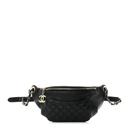 Chanel Lambskin Quilted Waist Bag Fanny Pack Black 1 of 13