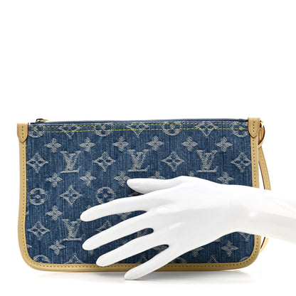 Louis Vuitton Denim Monogram Jacquard Neverfull MM GM Pochette Blue 2 of 6
