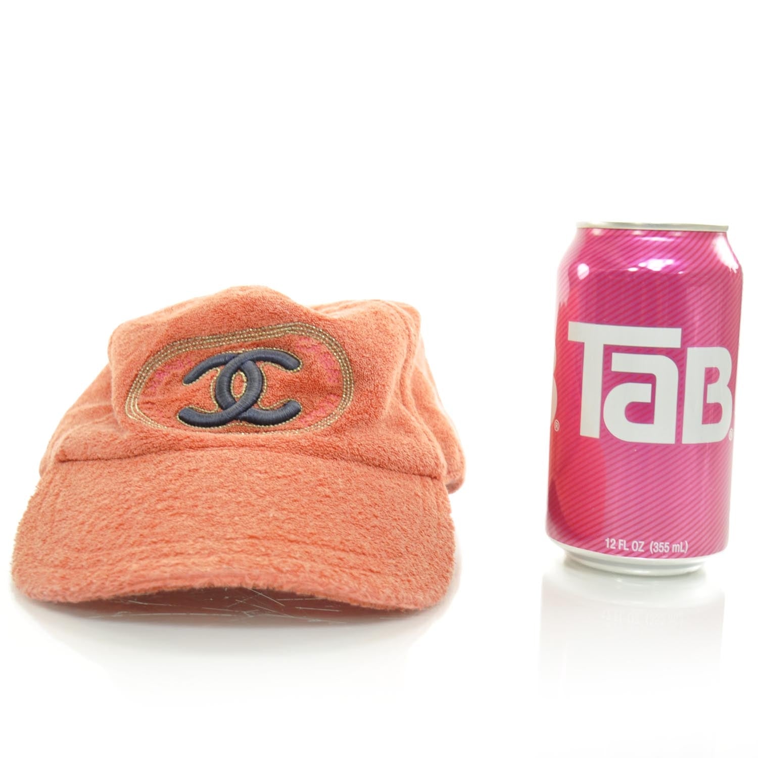Chanel Terry Cotton Huge CC Logo Hat Cap M Orange 12P 2 of 7