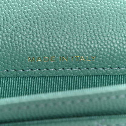 Chanel Caviar Quilted Flap Card Holder Wallet Light Green 7 of 9