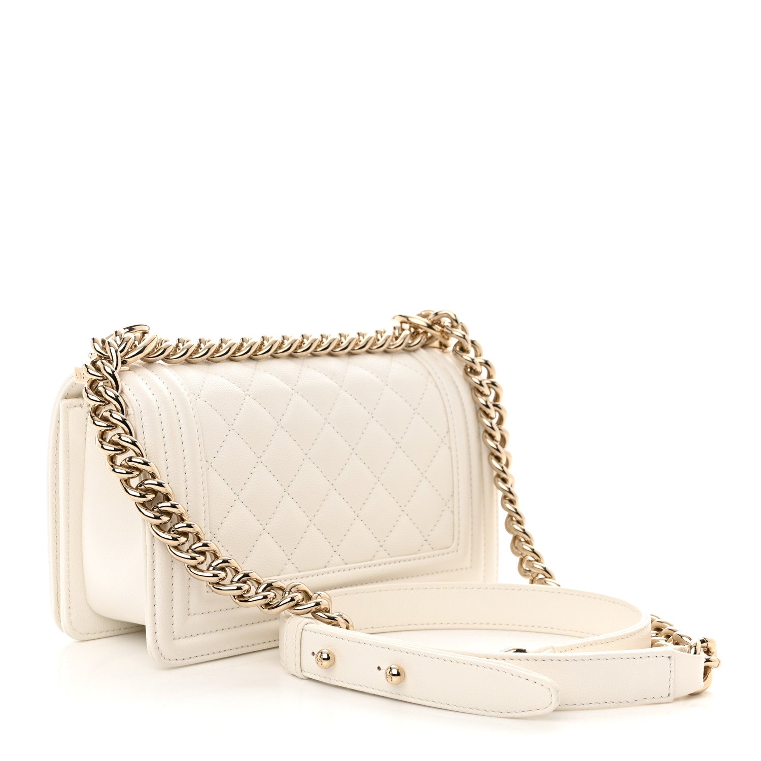 Chanel Caviar Quilted Small Boy Flap White 3 of 11