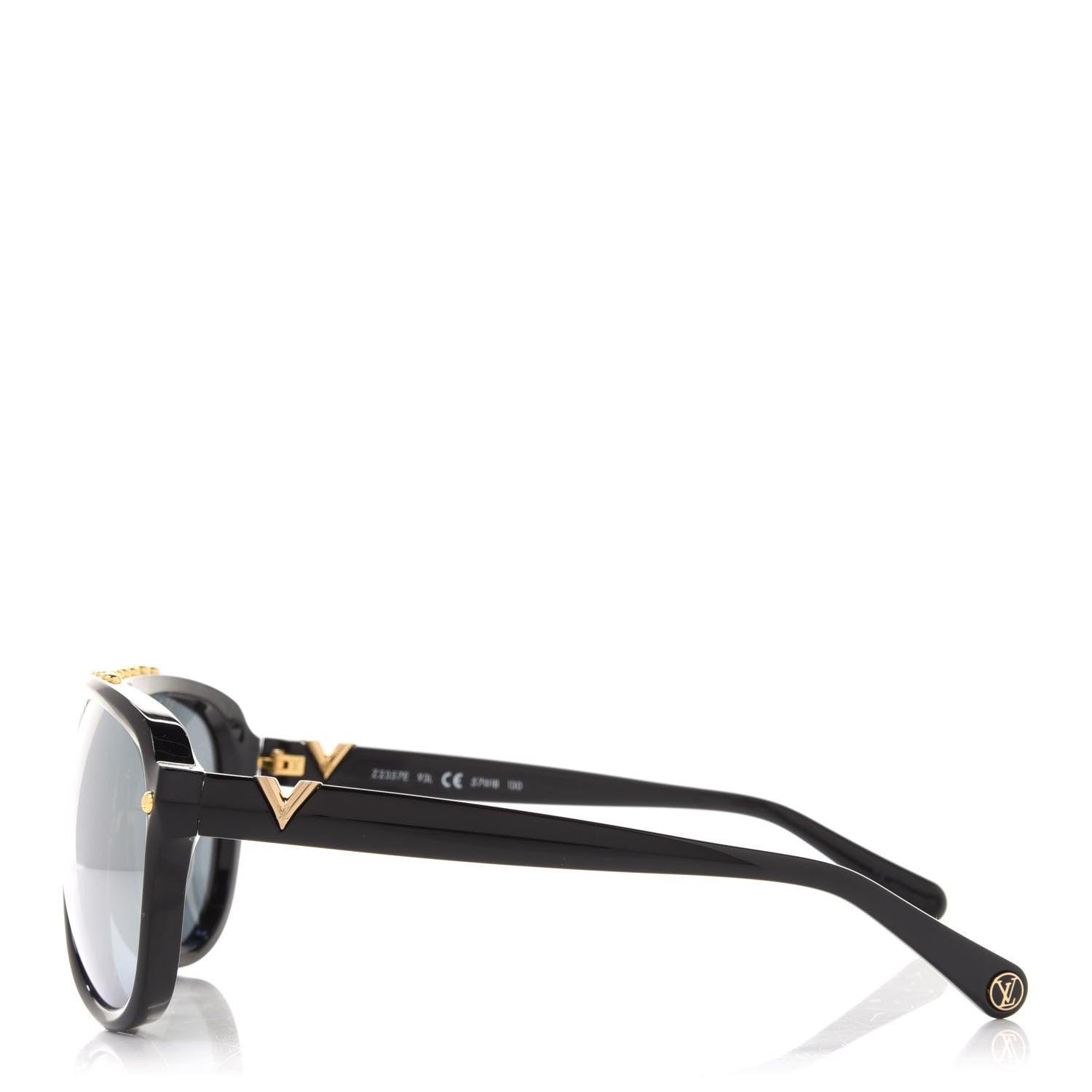 Louis Vuitton Acetate Aviator Serpico Studded Sunglasses Z2357E Black 3 of 8