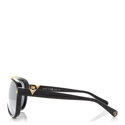 Louis Vuitton Acetate Aviator Serpico Studded Sunglasses Z2357E Black 3 of 8