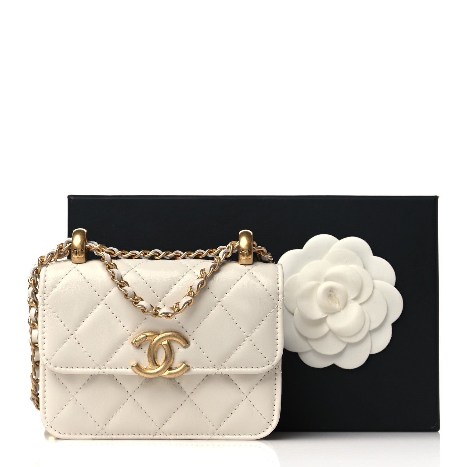 Chanel Calfskin Quilted Perfect Fit Coin Purse With Chain White 10 of 10