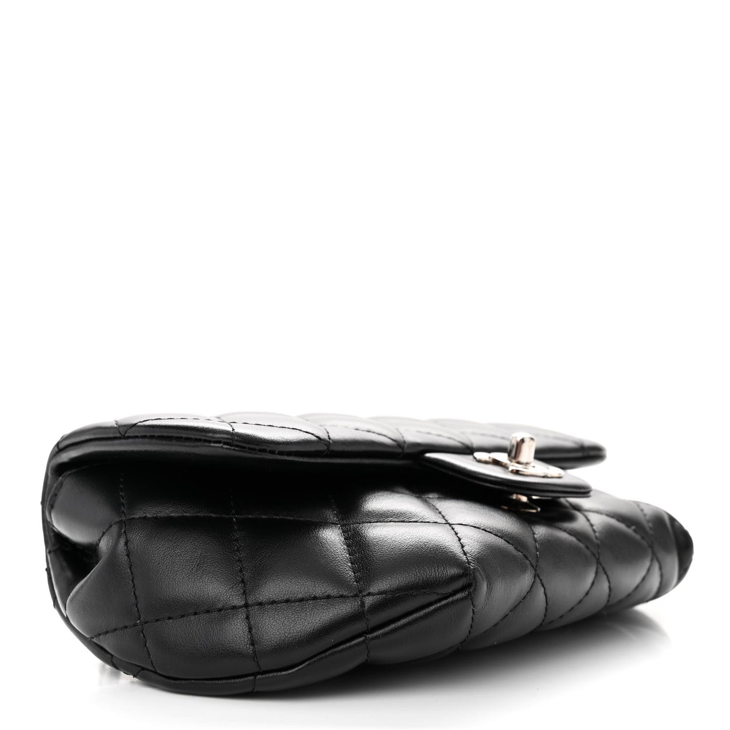Calfskin Quilted CC Uniform Flap Belt Bag Black