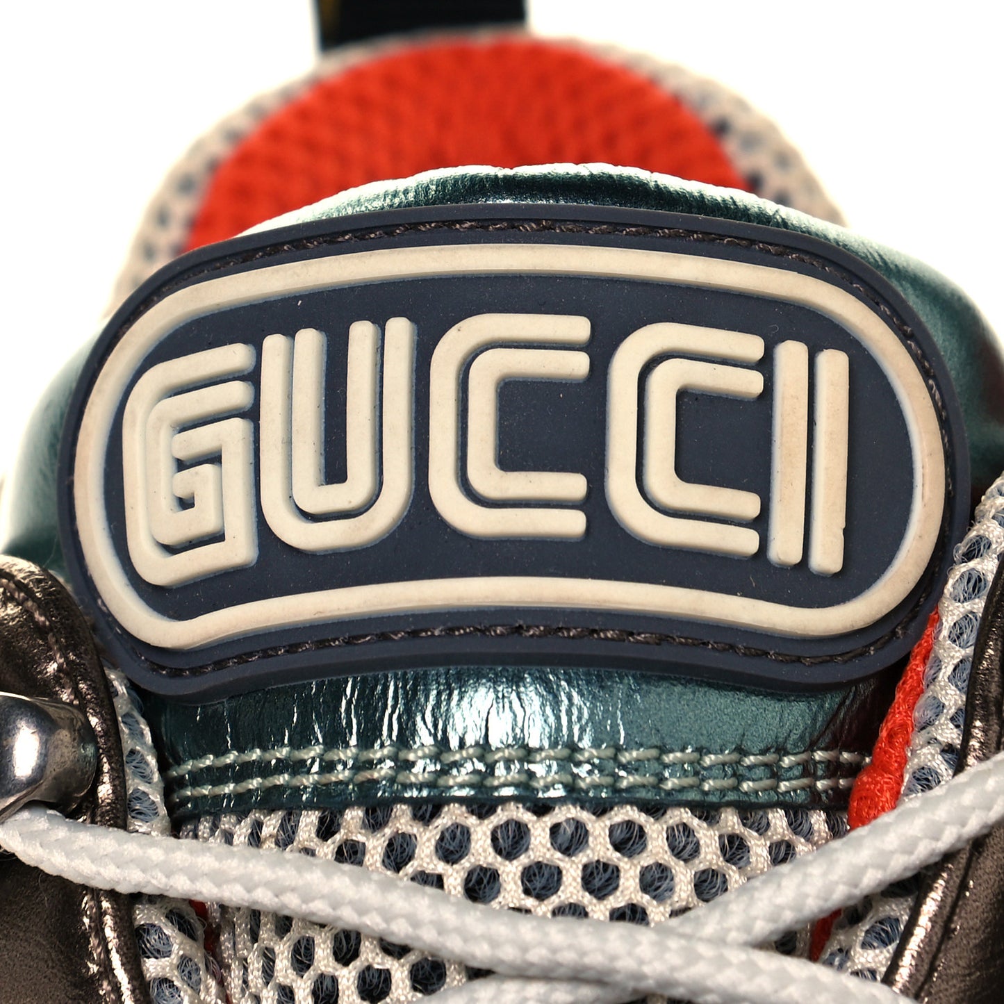 X SEGA Metallic Calfskin Mesh Removable Crystals Womens Flashtrek Sneakers 39.5 Rame Mystic White Lago