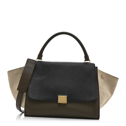 Celine Smooth Calfskin Suede Medium Tri-Color Trapeze Olive 1 of 13